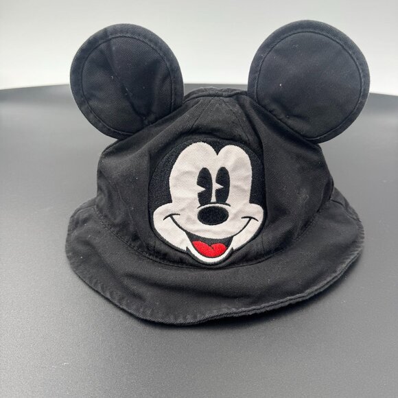 Disney Parks Toddler Mickey Mouse Ear Hat Black Cotton Bucket Style 52CM - Picture 1 of 7